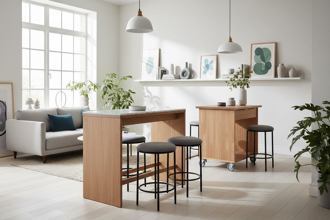 I Swapped My Dining Table for a Kitchen Cart With Stools