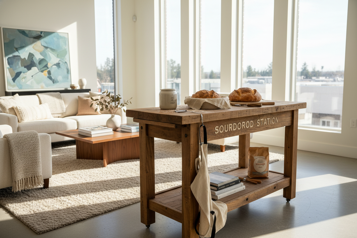 My Sourdough Station Is Just a Kitchen Cart With Wooden Top