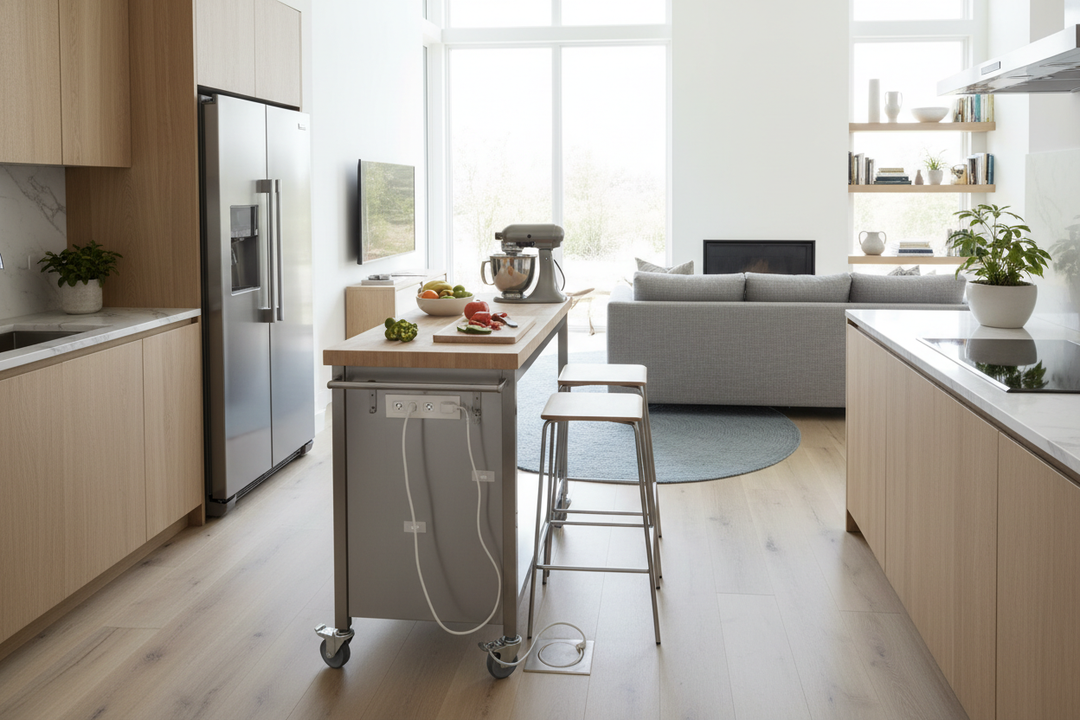 Why a Kitchen Cart With Power Outlet Fixed My Terrible Layout