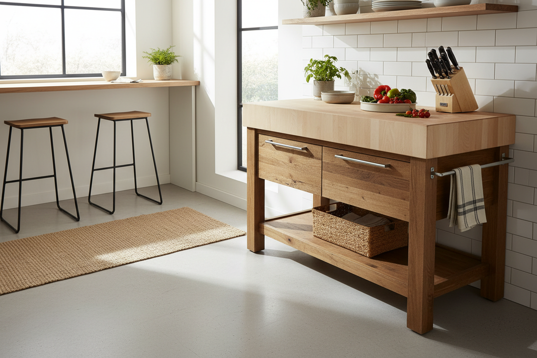No Counter Space? Get a Butcher Block Kitchen Cart With Drawers