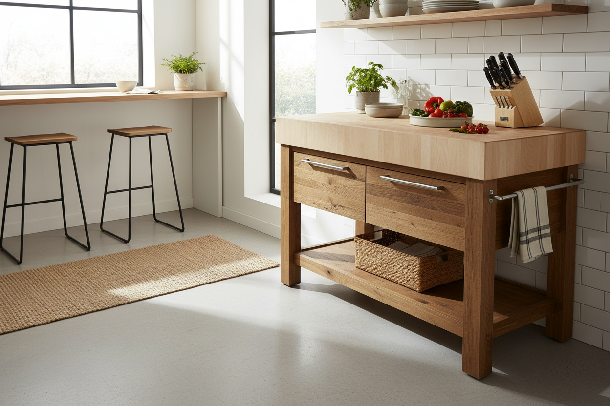 No Counter Space? Get a Butcher Block Kitchen Cart With Drawers