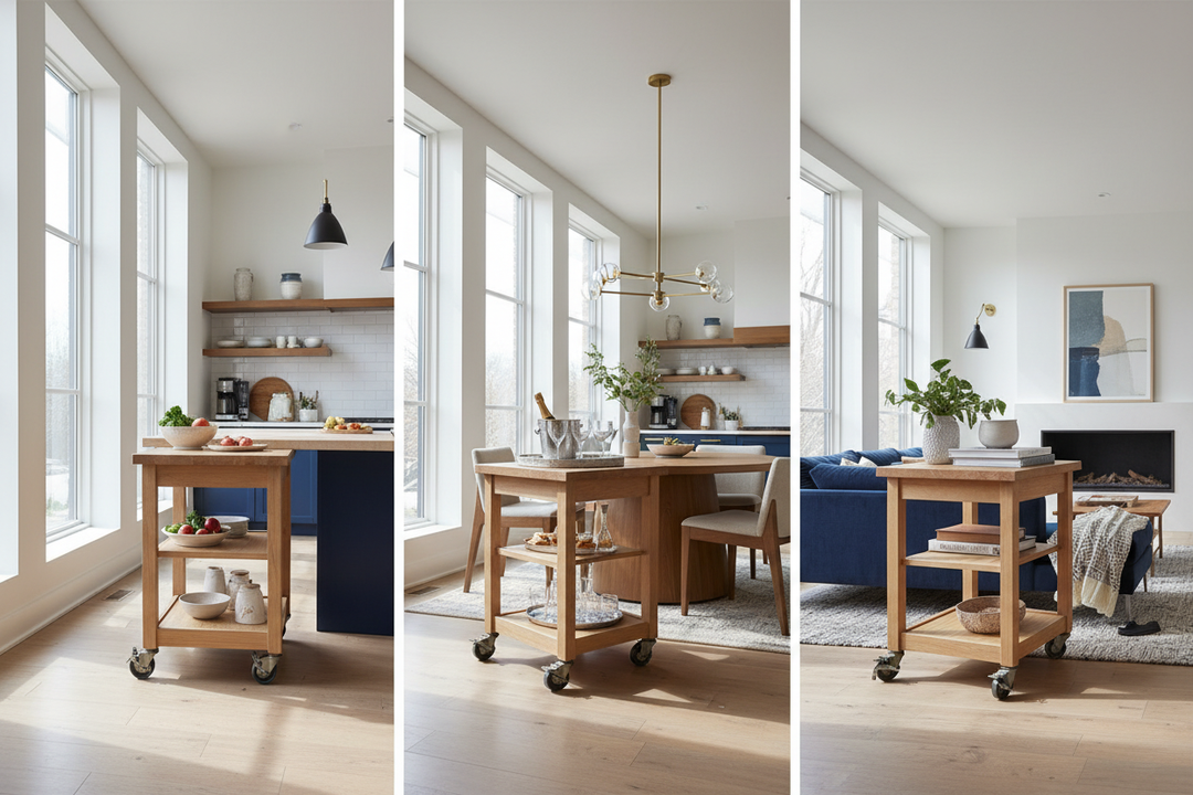 The 3 Places a Wood Kitchen Rolling Cart Makes the Most Sense