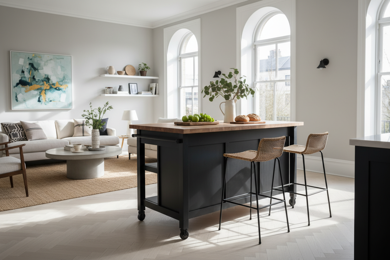 I Faked a Custom Island Using a Stationary Kitchen Cart