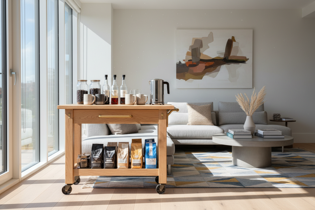 I Turned a Wooden Kitchen Trolley Into a Rolling Coffee Bar