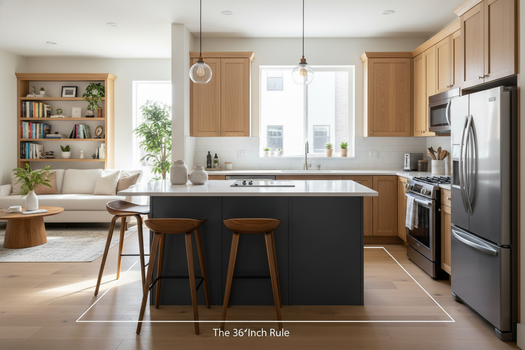 The 36-Inch Rule for Squeezing an Island in Small Kitchen Spaces