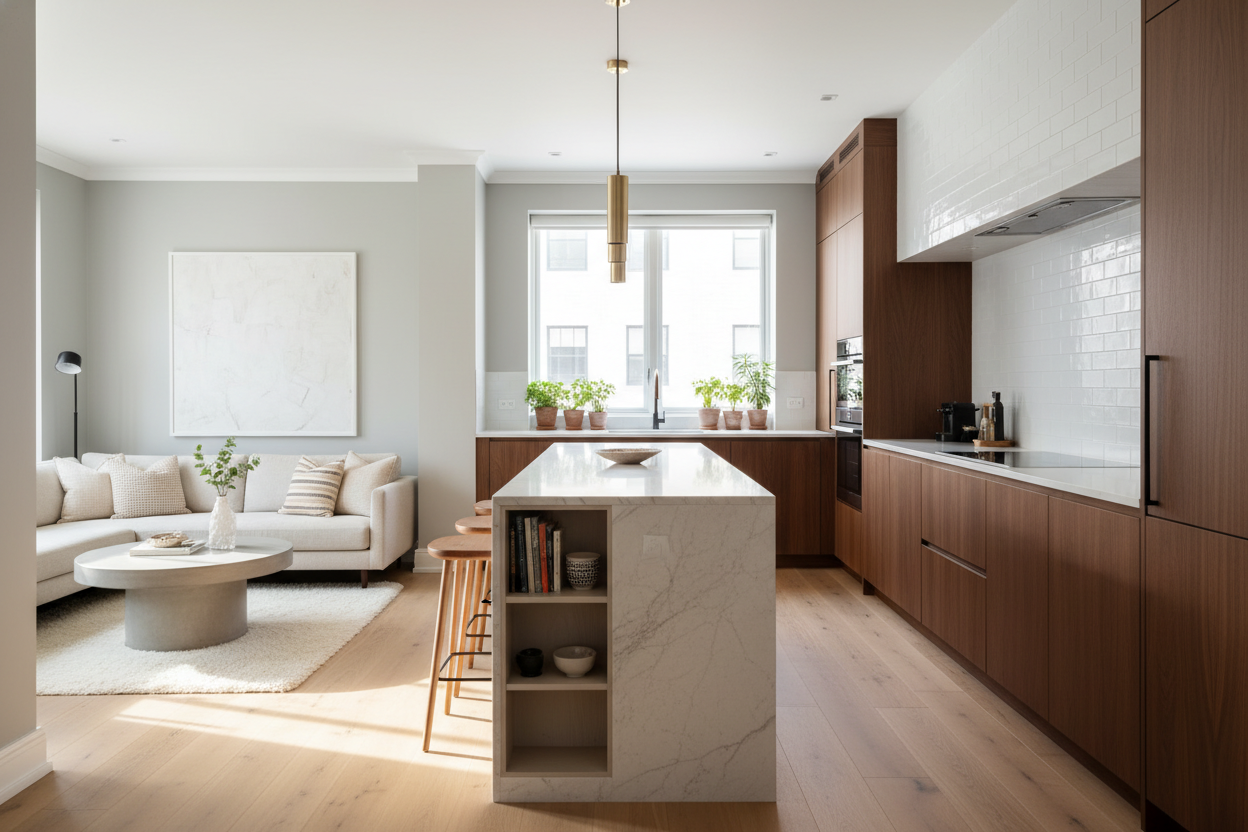 Why a Super Narrow Kitchen Island Is the Ultimate Layout Fix