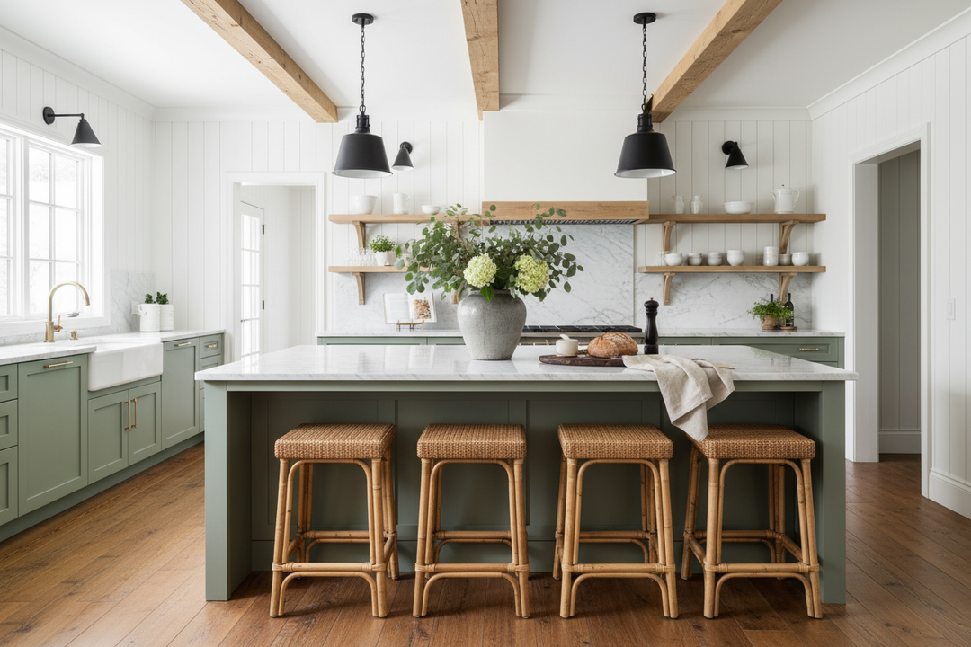 How to Decorate Farmhouse Kitchens With Island (Minus the Mason Jars)