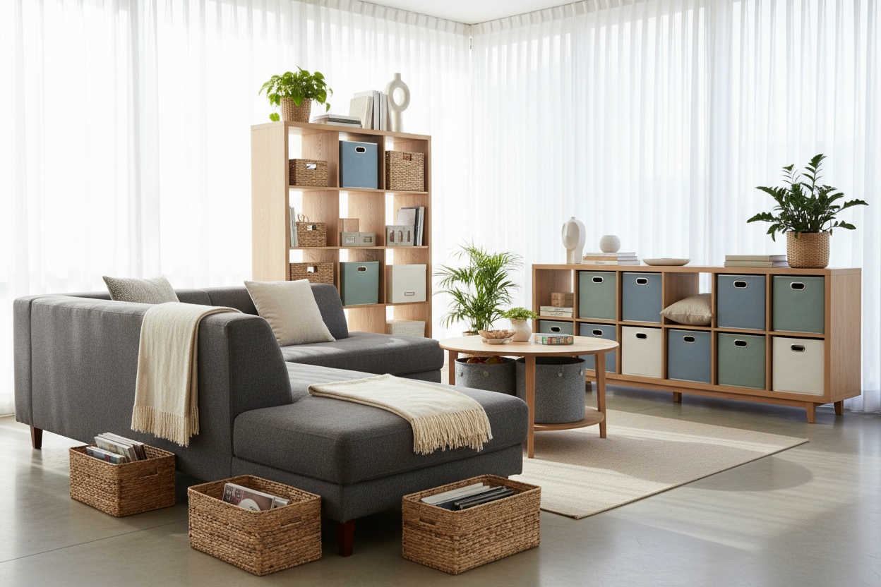 Your Living Room Doesn't Need a Purge, It Needs Furniture Storage Bins