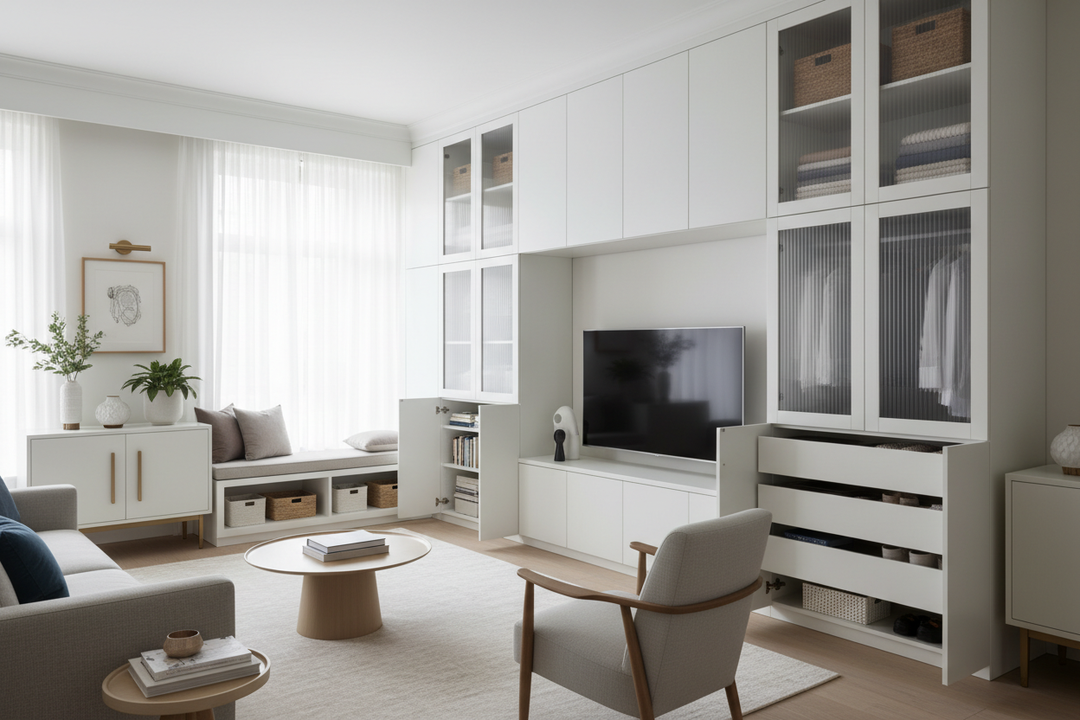 No Closets? Here's How to Use Cabinets for Storage Instead