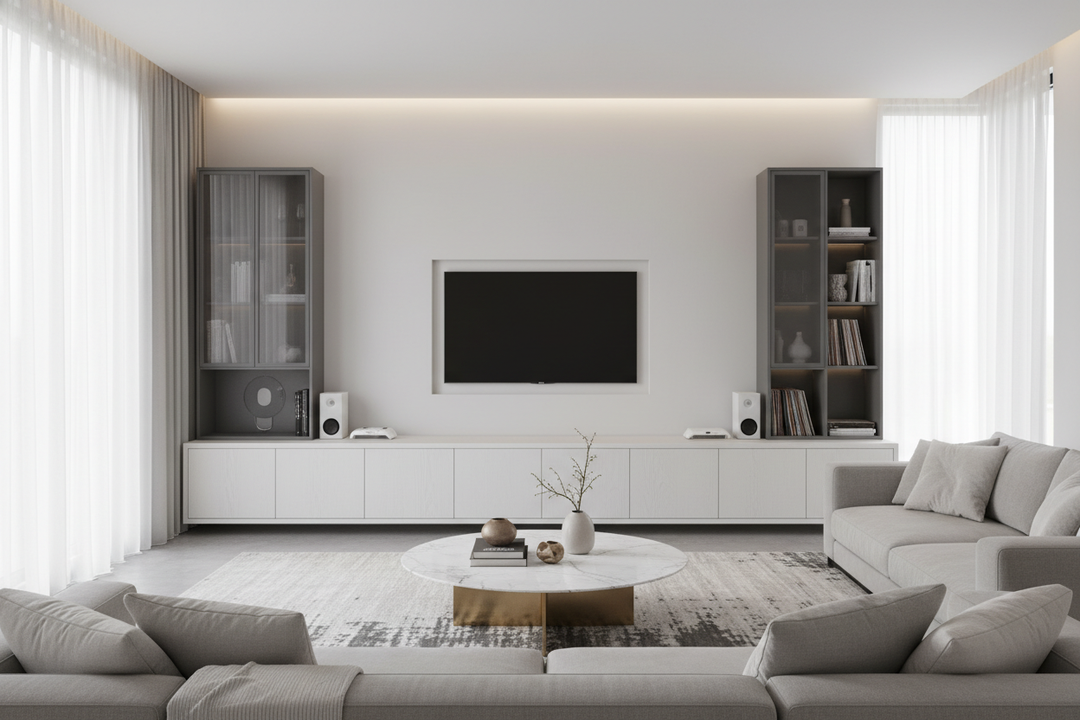 Your Living Room Needs Storage Cabinets Modern Enough to Hide the Tech