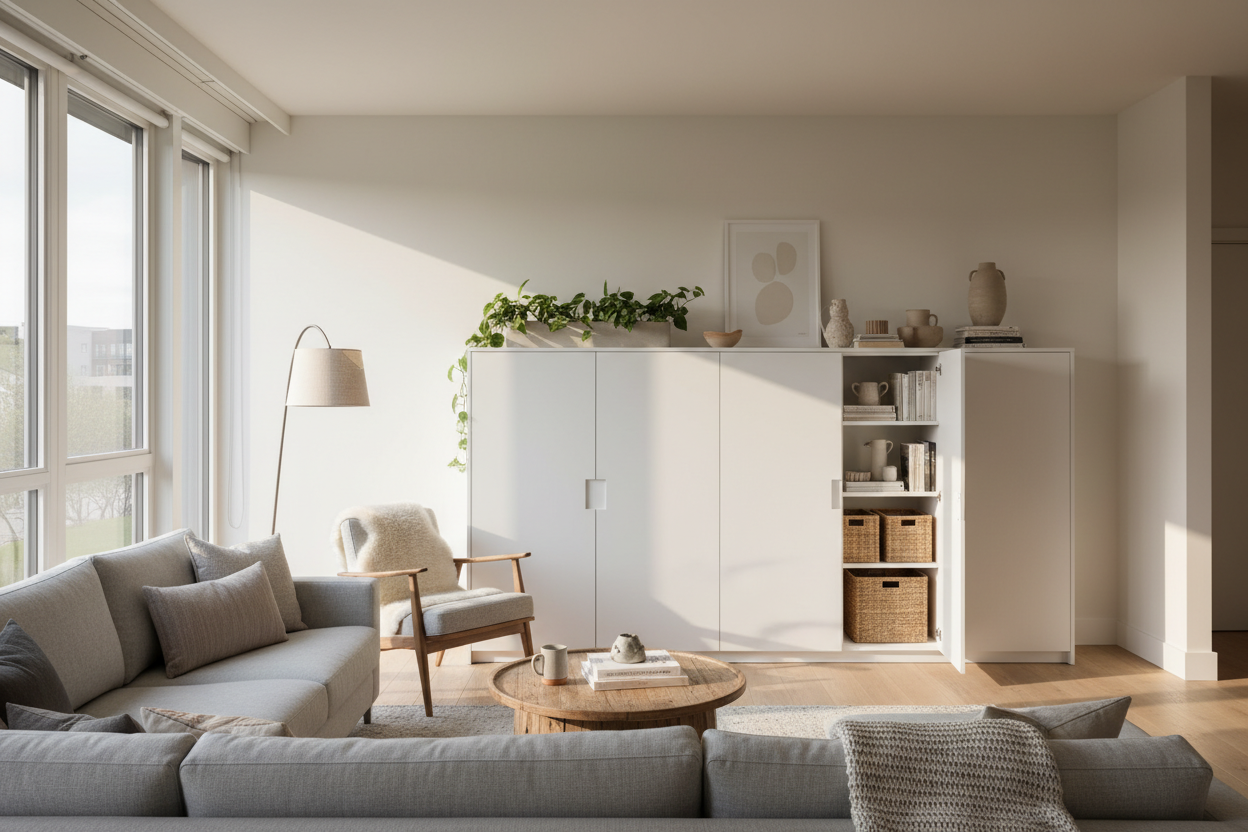 My Trick for Blank Walls: A 60 Inch Wide Storage Cabinet With Doors