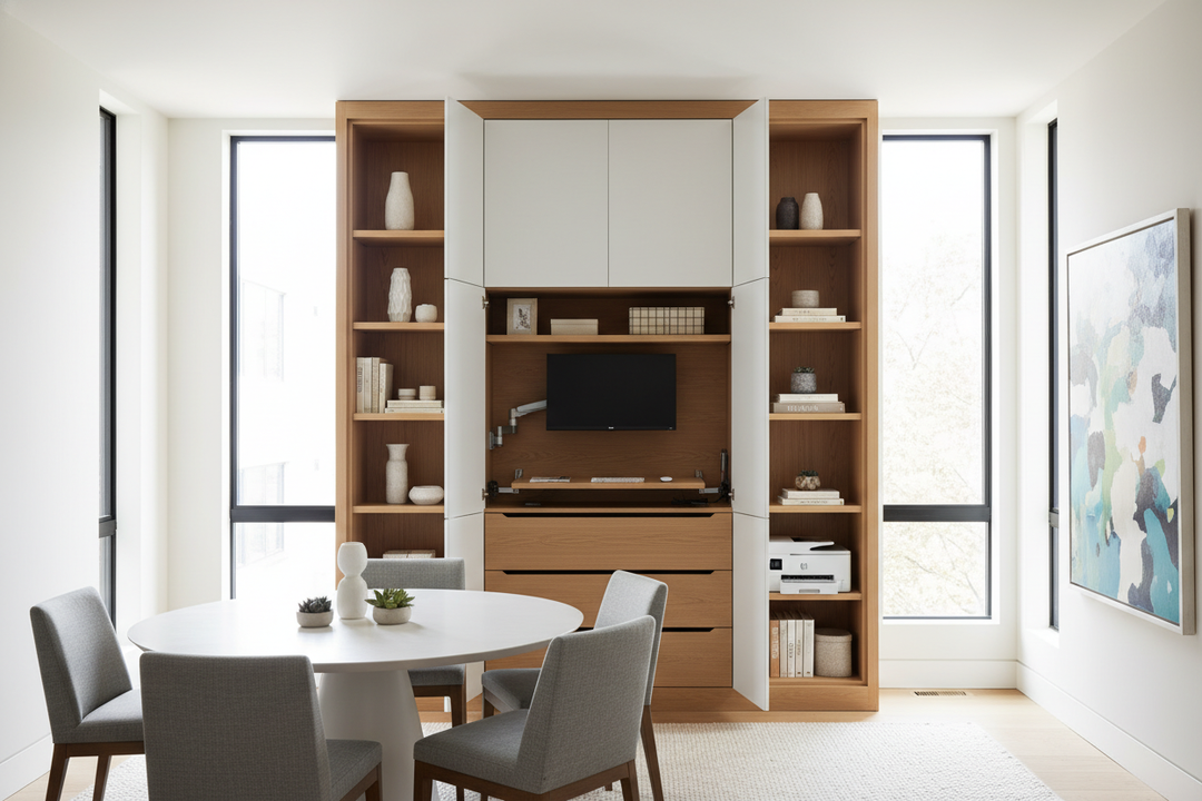 I Hid My Entire Home Office Inside a Hutch With Drawers and Shelves
