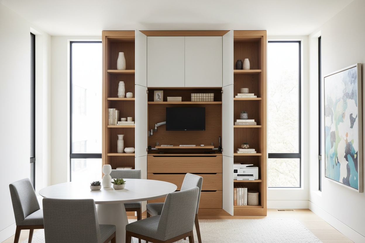 I Hid My Entire Home Office Inside a Hutch With Drawers and Shelves
