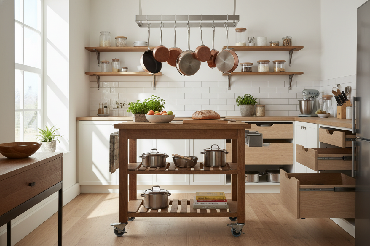 Why a Portable Kitchen Island With Pot Rack Actually Makes Sense