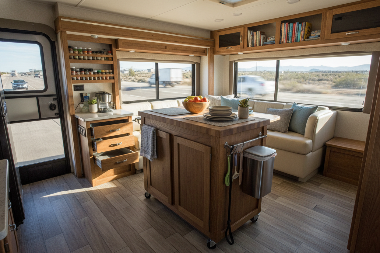 I Put a Portable Kitchen Island for RV to the 65-MPH Highway Test
