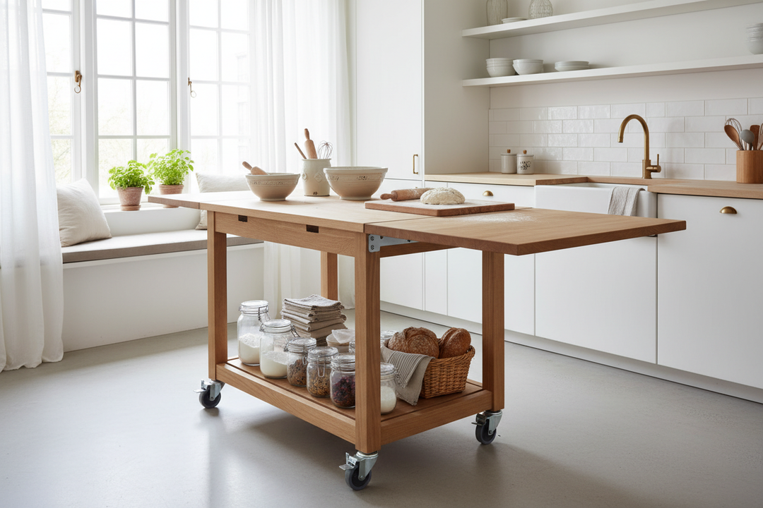 The Secret to a Drop Leaf Rolling Kitchen Island That Doesn't Sag