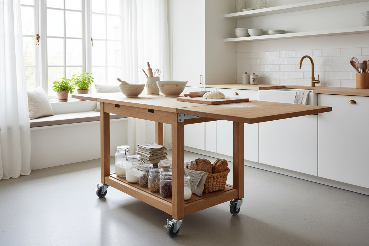 The Secret to a Drop Leaf Rolling Kitchen Island That Doesn't Sag
