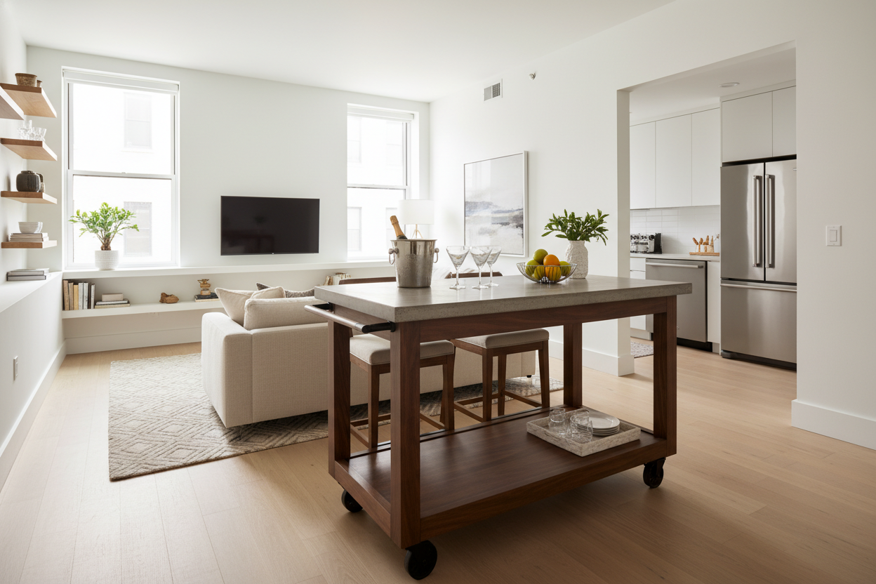 Stop Leaving Your Large Rolling Kitchen Island in the Kitchen