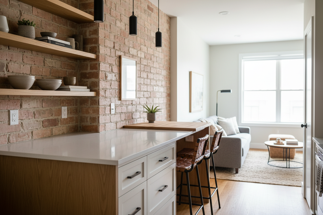 Why I Pushed My Kitchen Island Against Wall Space (And Loved It)