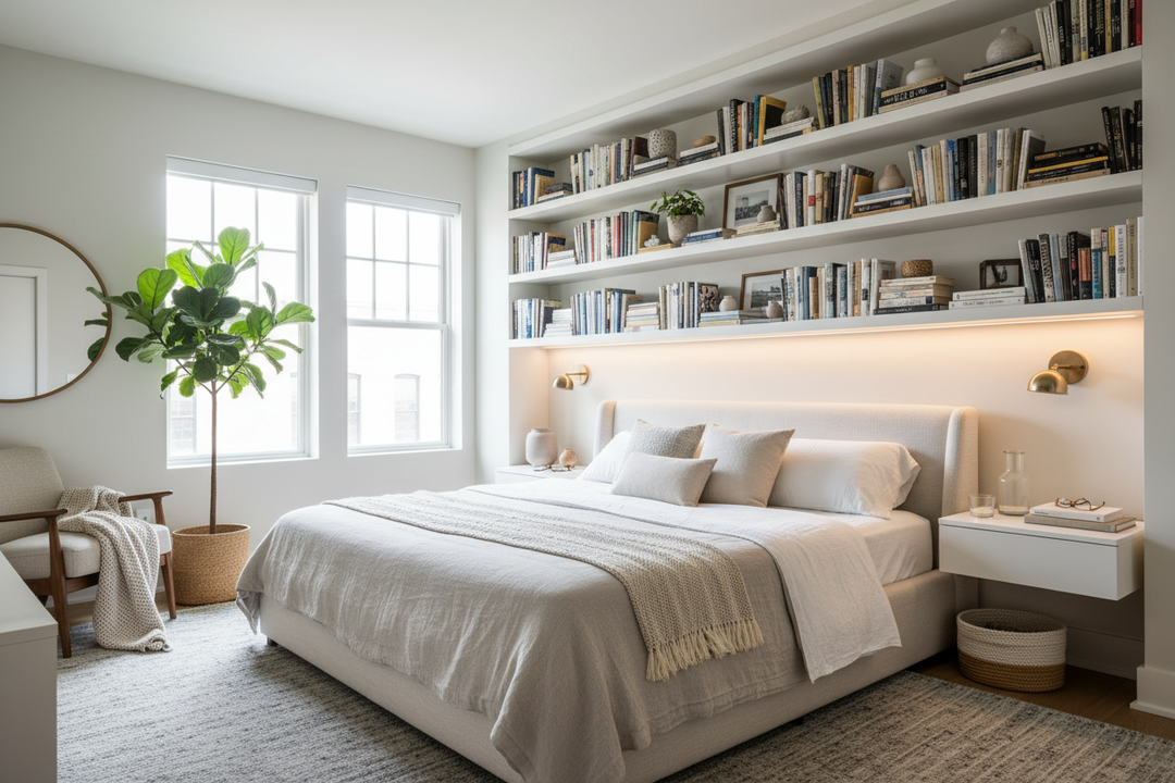 Why I Finally Mounted an Overhead Bookcase Above My Bed