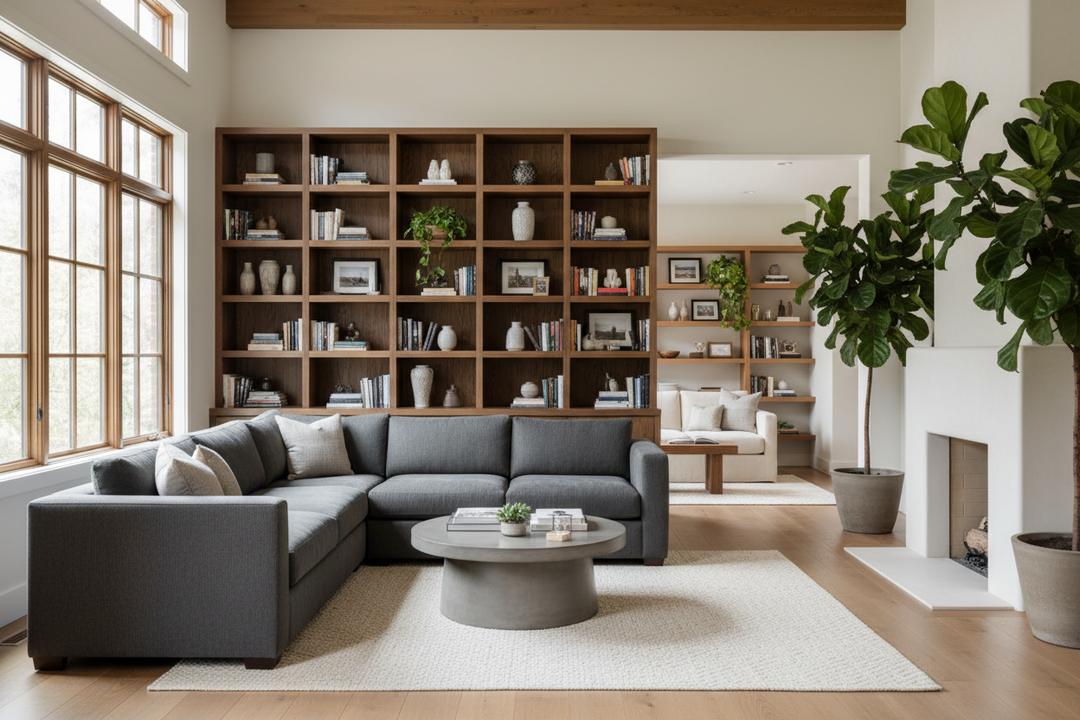 I Hate Floating Sofas: Why I Put a Bookcase Behind Sectional Seating