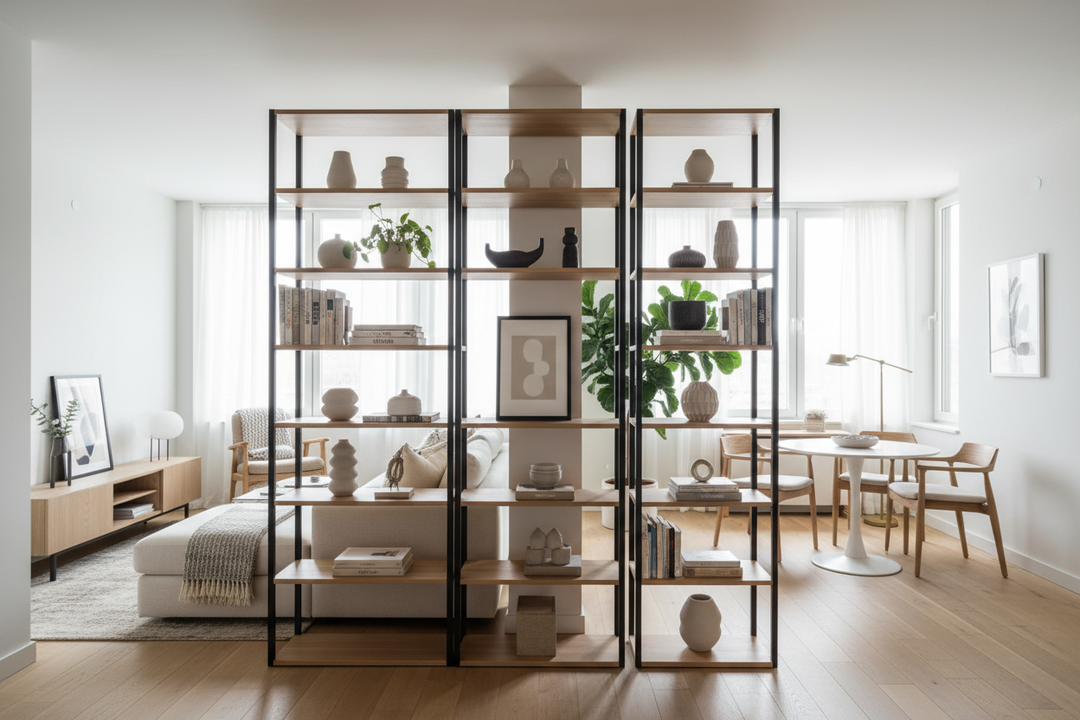 I Zoned My Entire Apartment Using Just an Open Book Shelf
