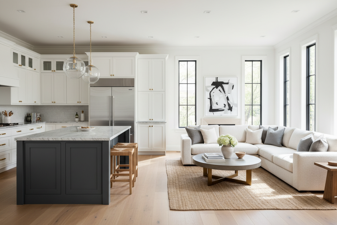 Why Your White Cabinets and Gray Island Setup Feels So Cold
