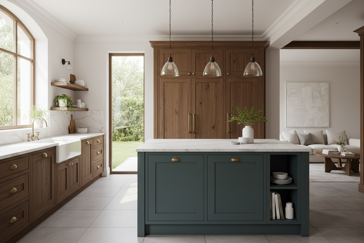 I Actually Prefer a Painted Island With Stained Cabinets Over All-Wood