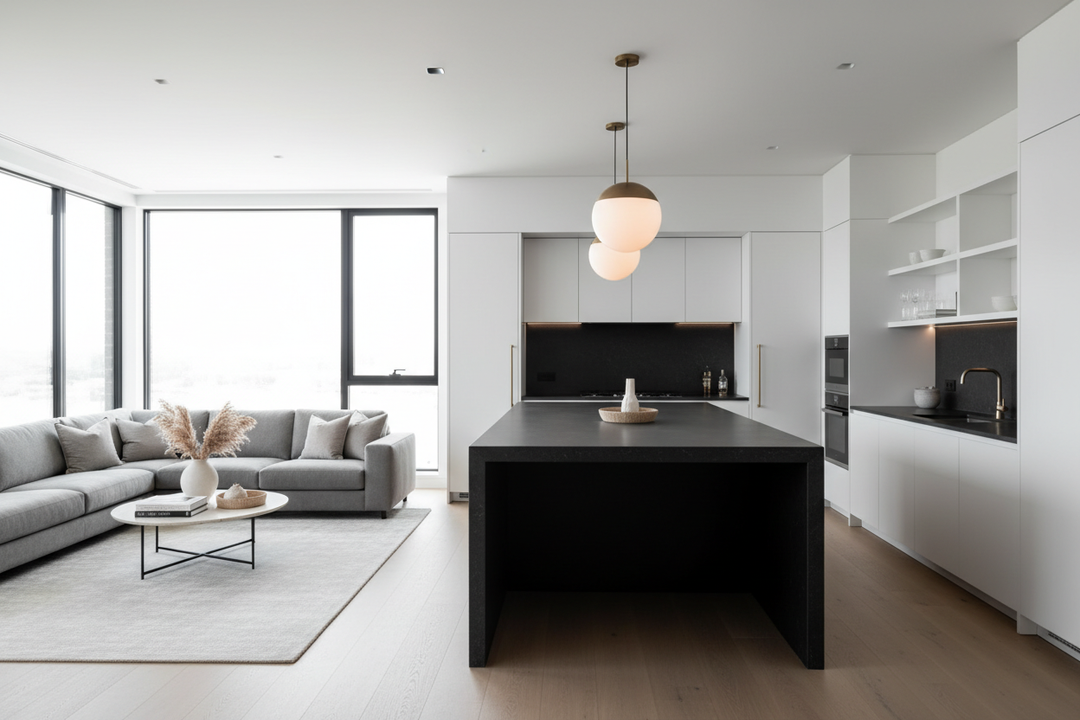 Why Your Dark Island With White Cabinets Feels Like a Black Hole