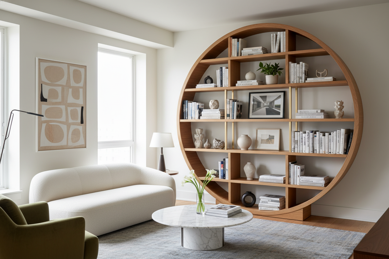 Your Living Room Is Too Boxy (And a Round Bookcase is the Fix)