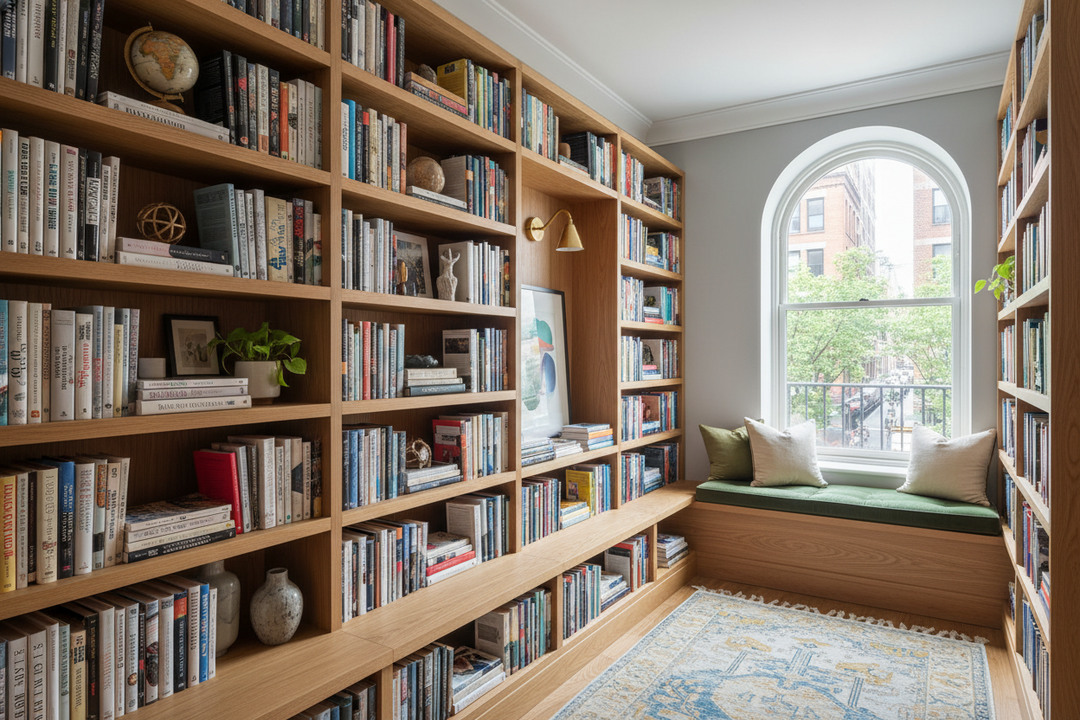 I Turned My Dead Space Into a Bookcase Hallway Library