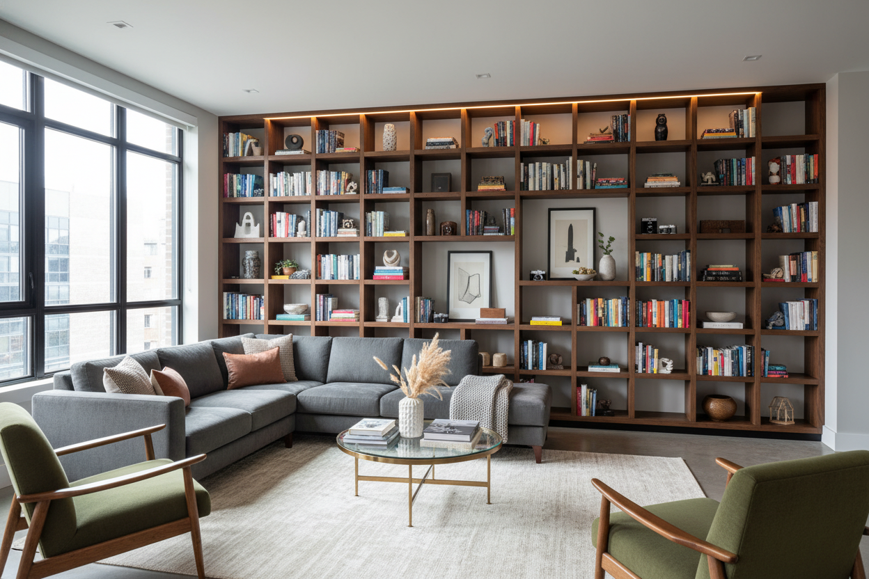Can a Cool Bookshelf Actually Replace a Living Room Accent Wall?