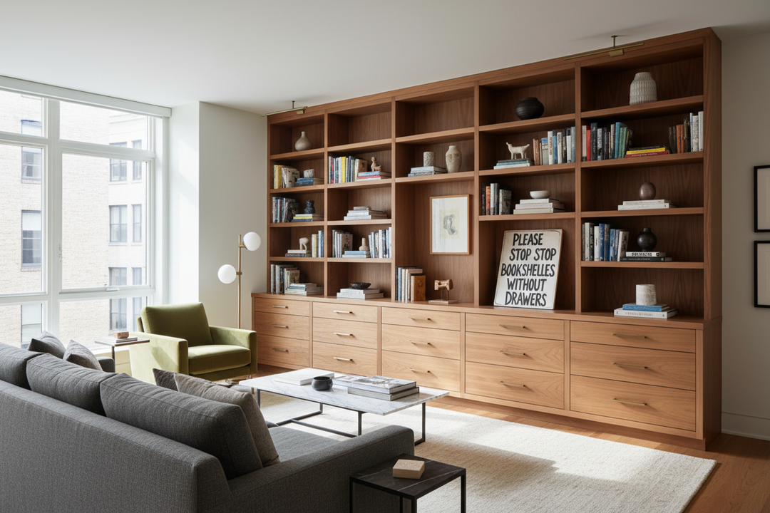Please Stop Buying Bookshelves Furniture Without Drawers