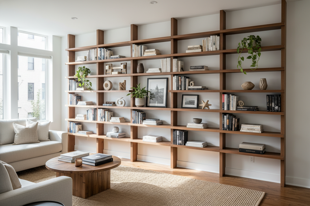 How a Single Wood Wall Bookshelf Faked $5k Worth of Custom Carpentry