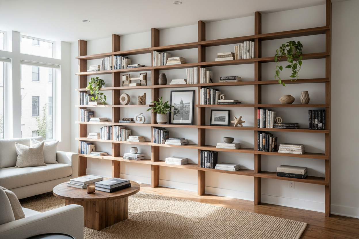How a Single Wood Wall Bookshelf Faked $5k Worth of Custom Carpentry
