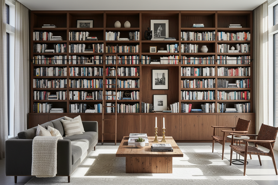 I Was Scared of Dark Timber Until I Found These Wood Bookshelf Ideas