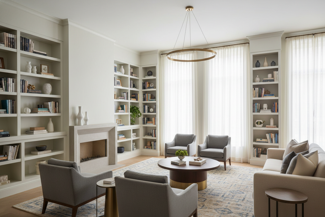 How Built In Bookcases in Living Room Layouts Make Ceilings Look Taller