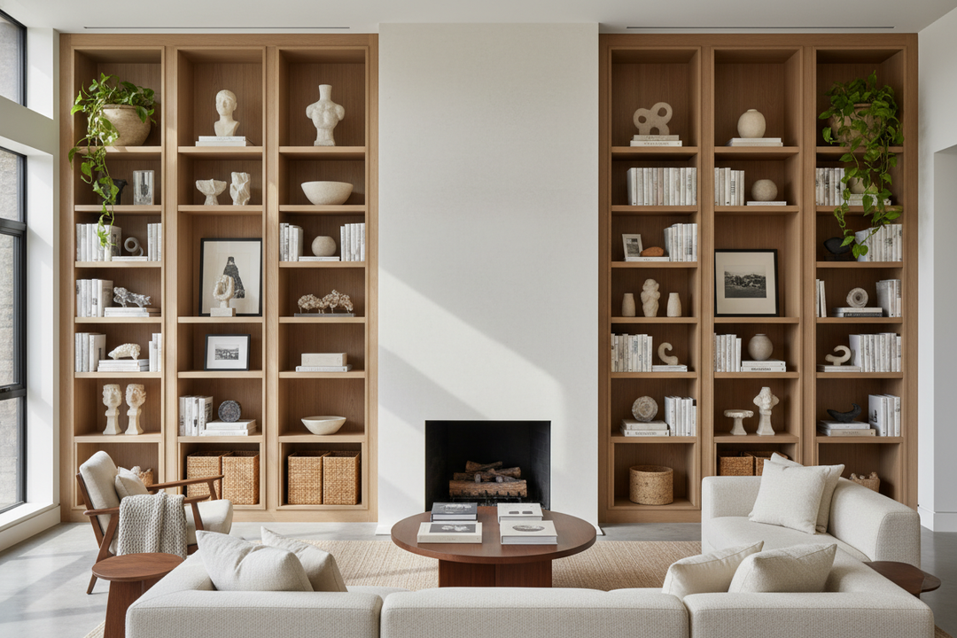 My Go-To Decorating Ideas for Built In Bookcases (No Tiny Vases)