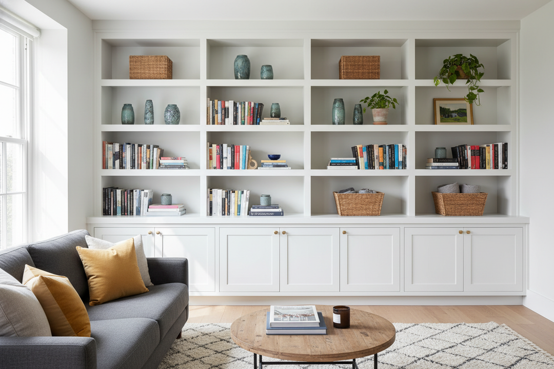 My Hack for DIY Built In Bookshelves With Cabinets? Cheap Kitchen Bases