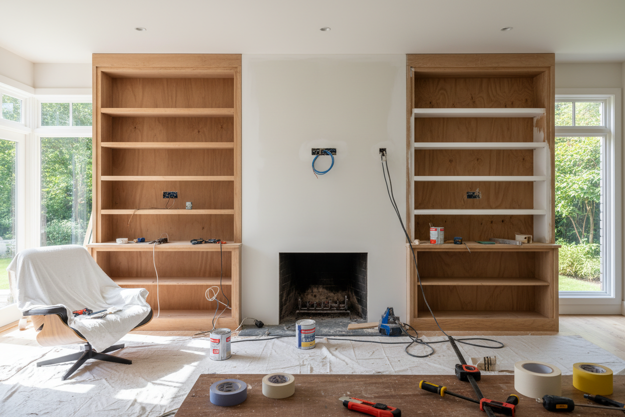 The Ugly Middle Phase of DIY Built-In Shelving (And How to Survive It)