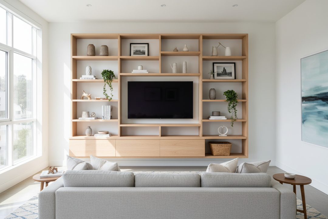I Replaced My Clunky Media Console With Wall Units Shelves