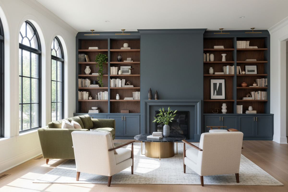 Stop Painting Millwork White: Moody Ideas for Built-In Bookshelves