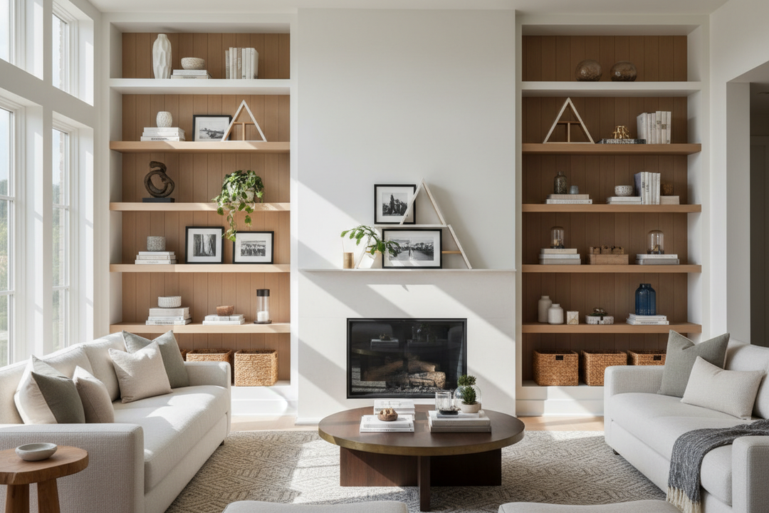 The 'Triangle Method' and Other Built In Shelves Decor Ideas