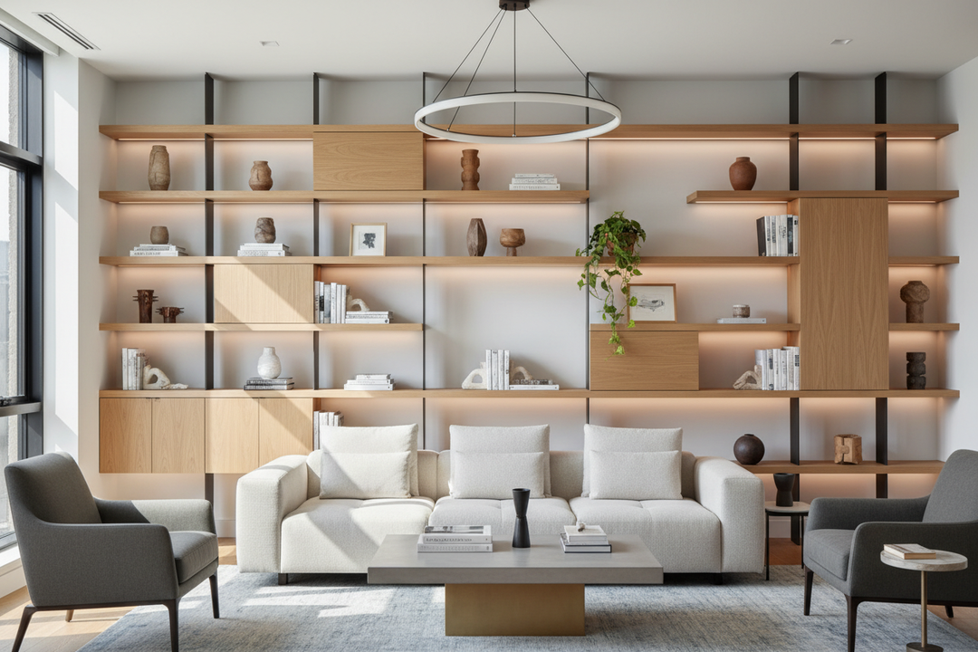 Are Asymmetrical Built-In Wall Shelving Ideas a Mistake?