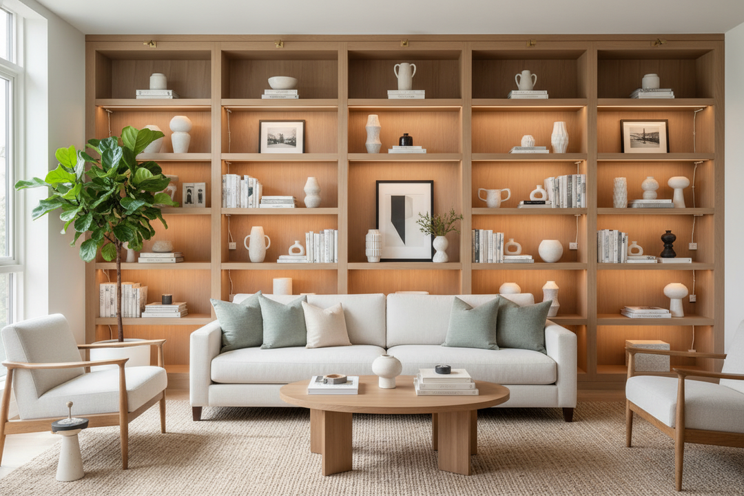 The No-Wire Lighting Trick That Fixed My Built In Wall Shelf Decor