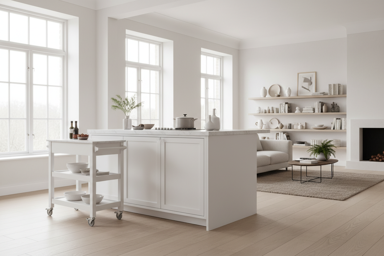 I Faked a Luxury Reno With a Kitchen Cart With Quartz Top