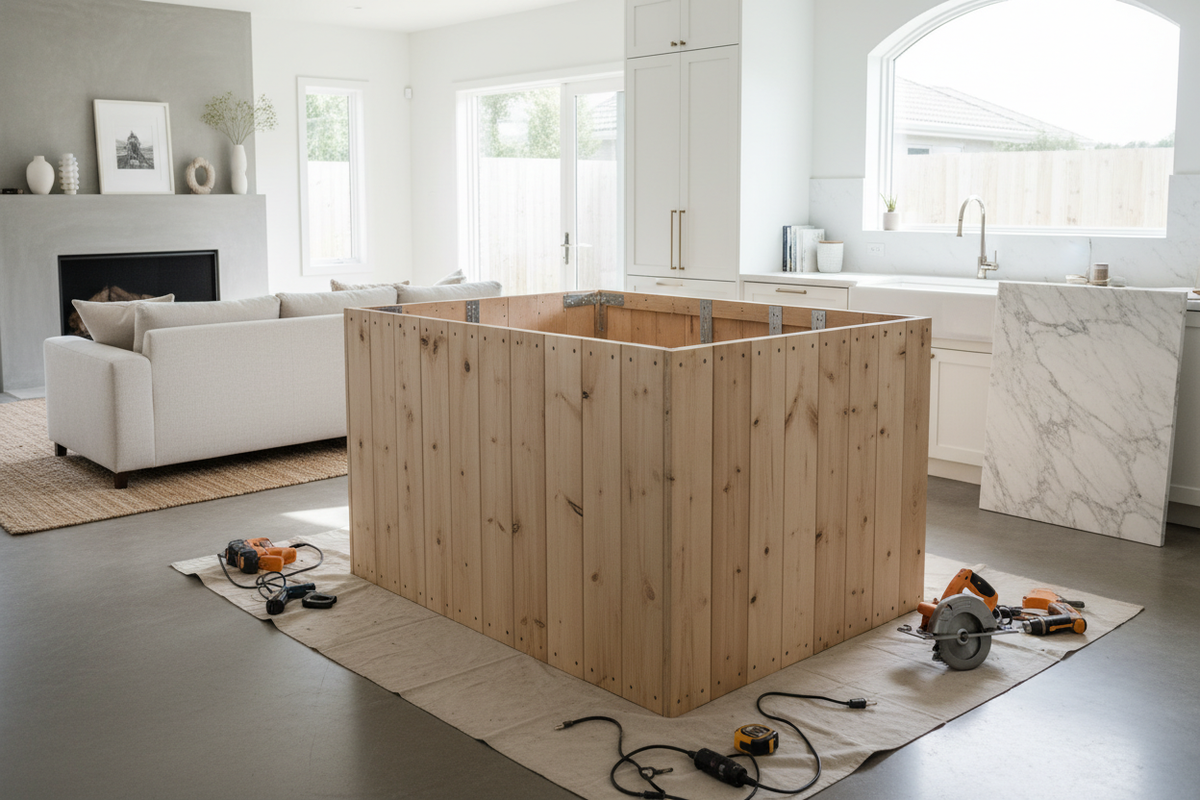 Why I Bought a Kitchen Island No Top (And Added Custom Stone)