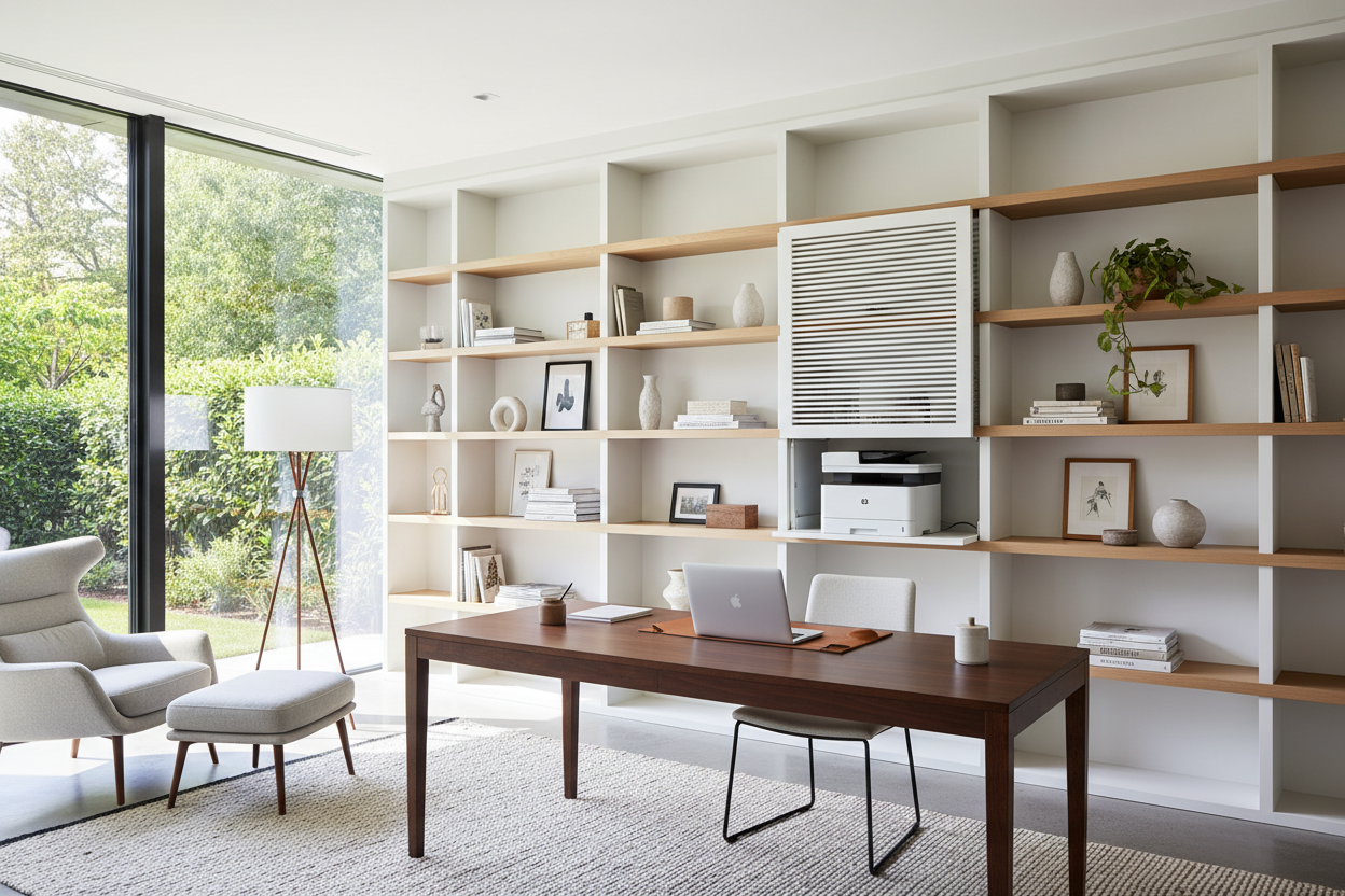 I Finally Found Office Shelves That Actually Hide My Printer