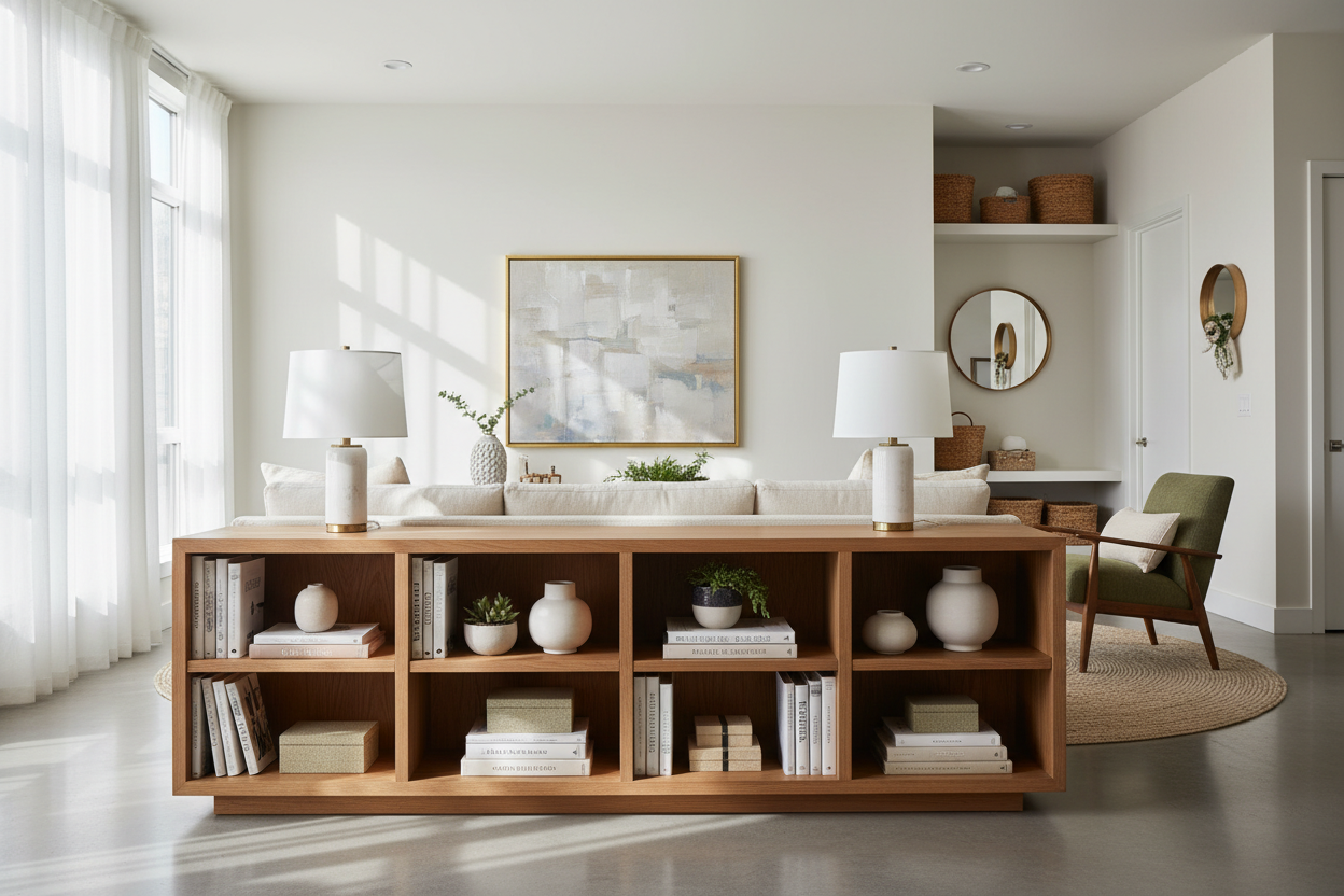 Stop Buying Skinny Sofa Tables: Get a Bookcase Console Instead