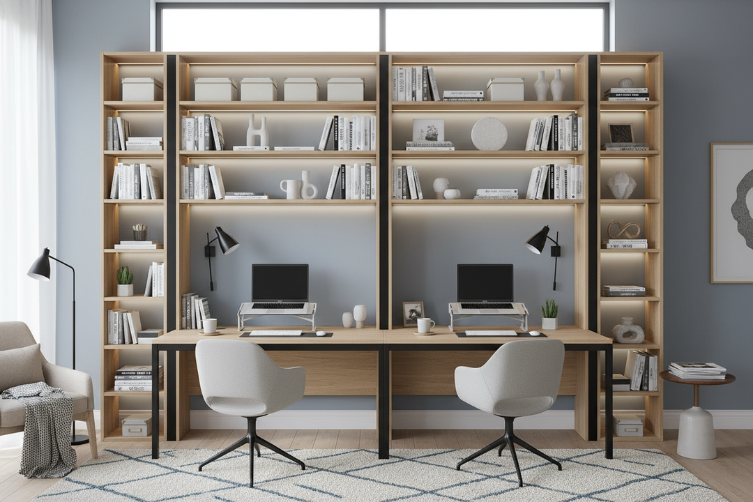 Why a Double Desk Bookcase Beats Two Separate Workspaces